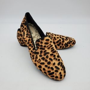 BIRDIES Womens The Starling Loafer Shoes Brown Black Cheetah Calf Hair Leopard 6